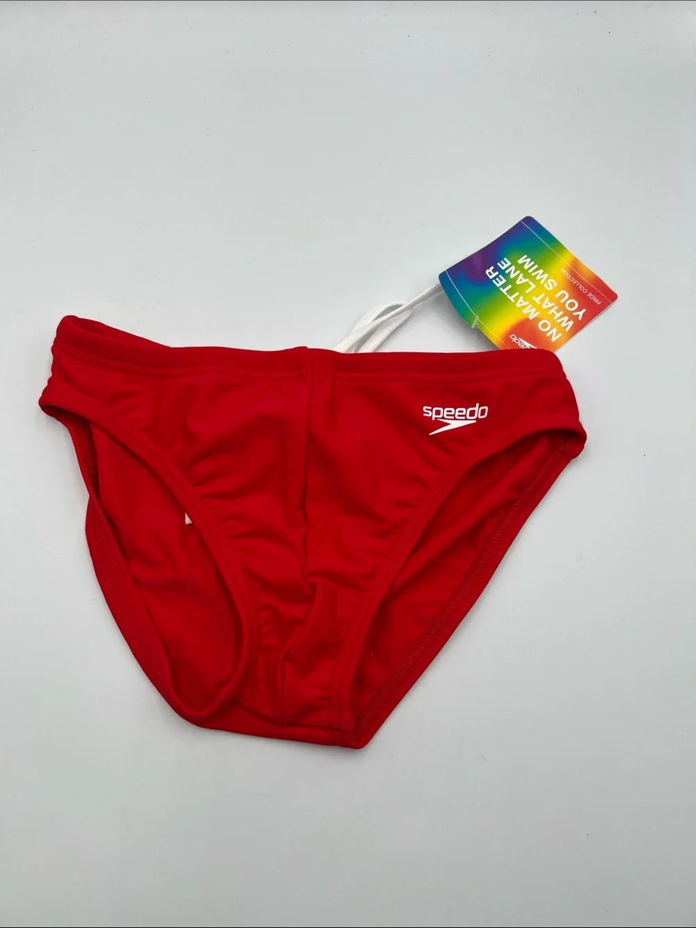 Speedo PowerFlex racer swimming brief shorts pride rainbow LGBT red men new 28